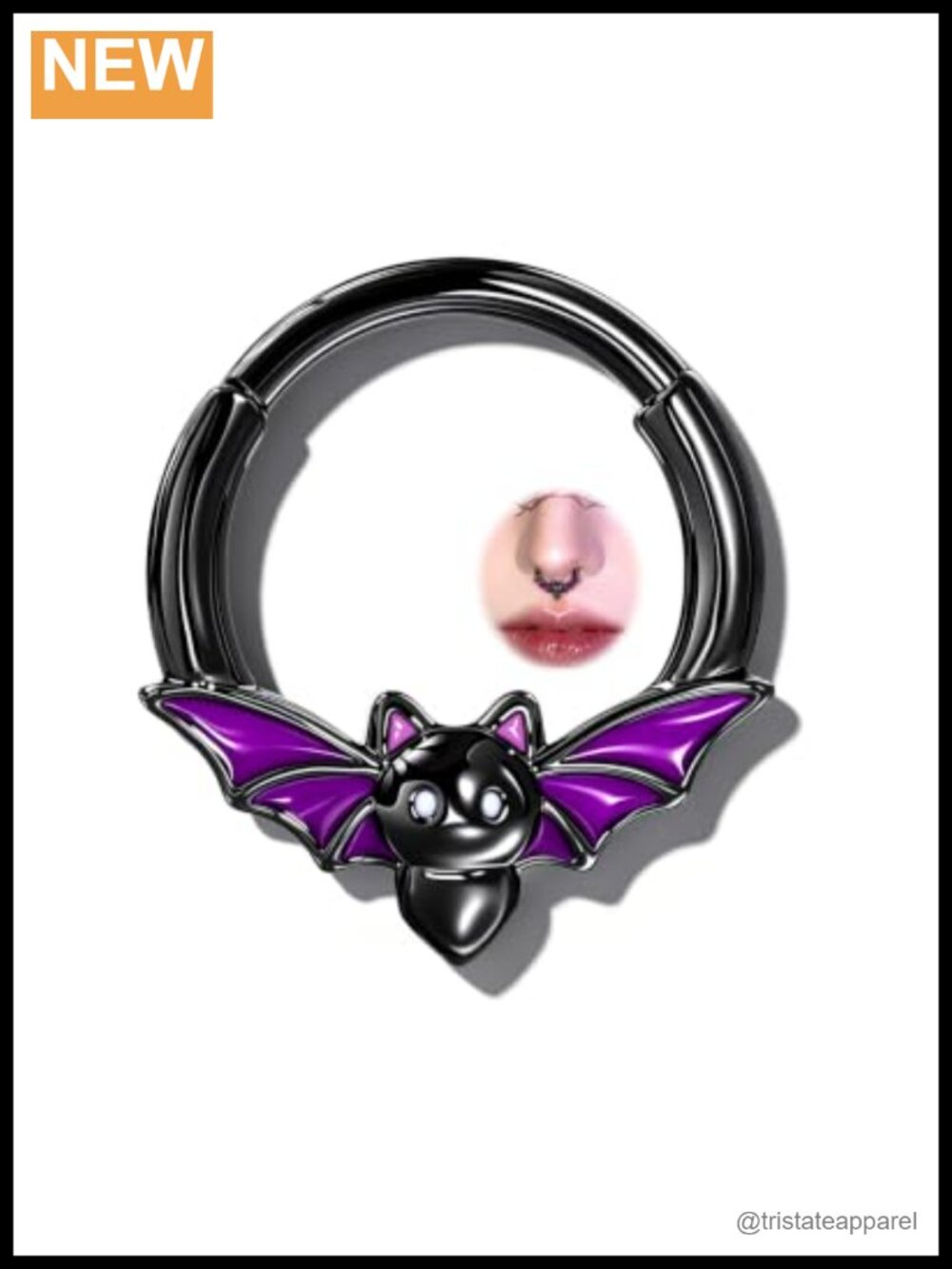 16G Stainless Steel Septum Clicker Ring Gothic Bat Piercing Jewelry